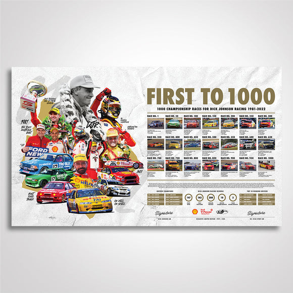 First To 1000: Celebrating 1000 Races For DJR 1981-2022 -- Limited Edition Print