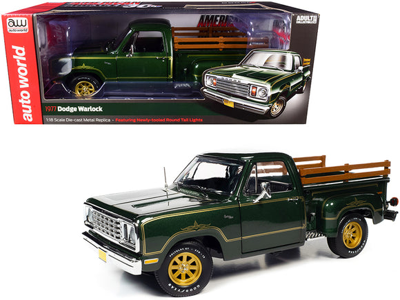1:18 1977 Dodge Pickup Stepside Warlock -- Green -- American Muscle