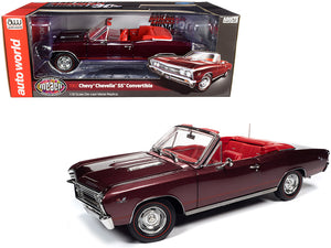 1:18 1967 Chevrolet Chevelle SS 396 Convertible -- Maroon -- American Muscle