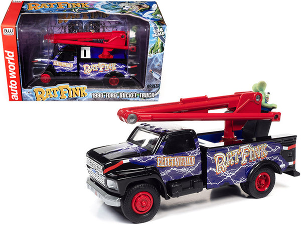 1:34 1990 Ford Utility Bucket Truck -- Coin Bank w/Rat Fink Figurine -