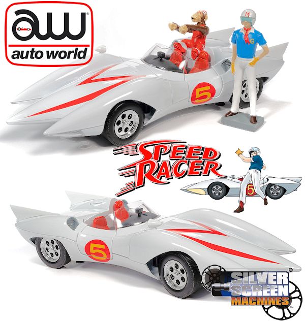 1:18 Speed Racer Mach 5 w/Chim-Chim Monkey & Speed Racer Figurines