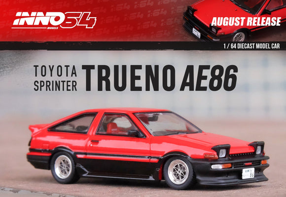 1:64 Toyota Sprinter Trueno AE86 -- Red/Black -- INNO64