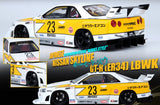 1:18 LBWK Nissan E-R34 Super Silhouette Skyline GTR -- White/Yellow -- INNO18
