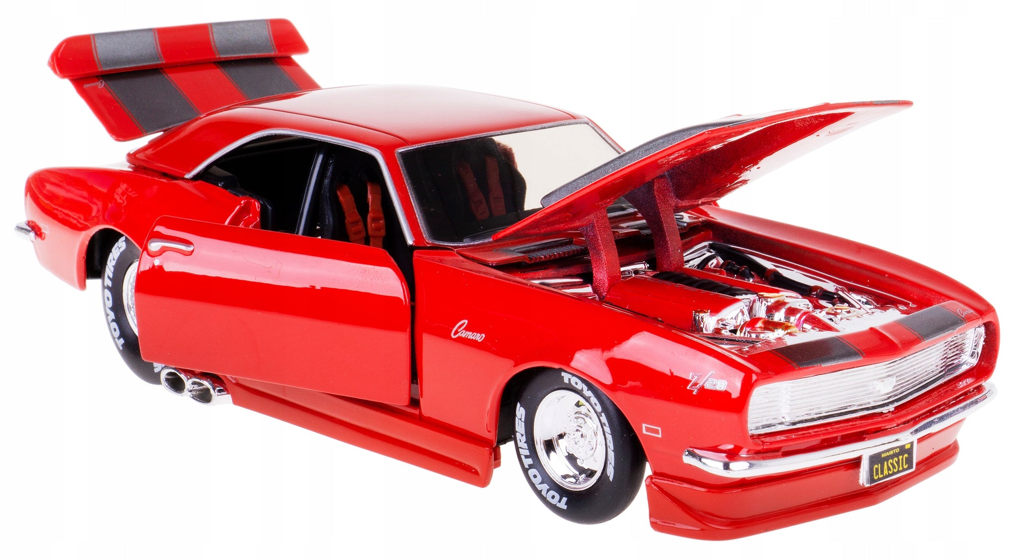 1:24 1968 Chevrolet Camaro Z28 -- Red w/Black Stripes -- Maisto Design