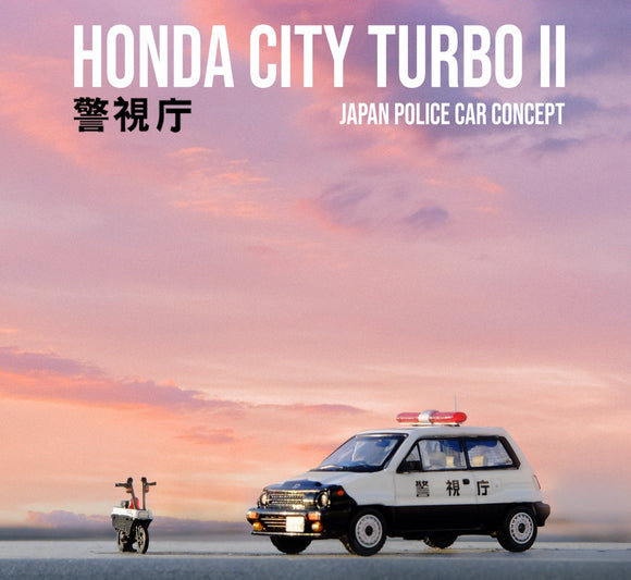 1:64 Honda City Turbo II w/Motocompo -- Japanese Police Livery -- INNO
