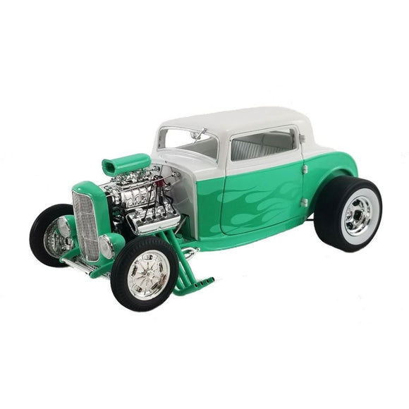 1:18 1932 Blown Ford 3 Window -- Teal/White w/Flames -- ACME Hot Rod