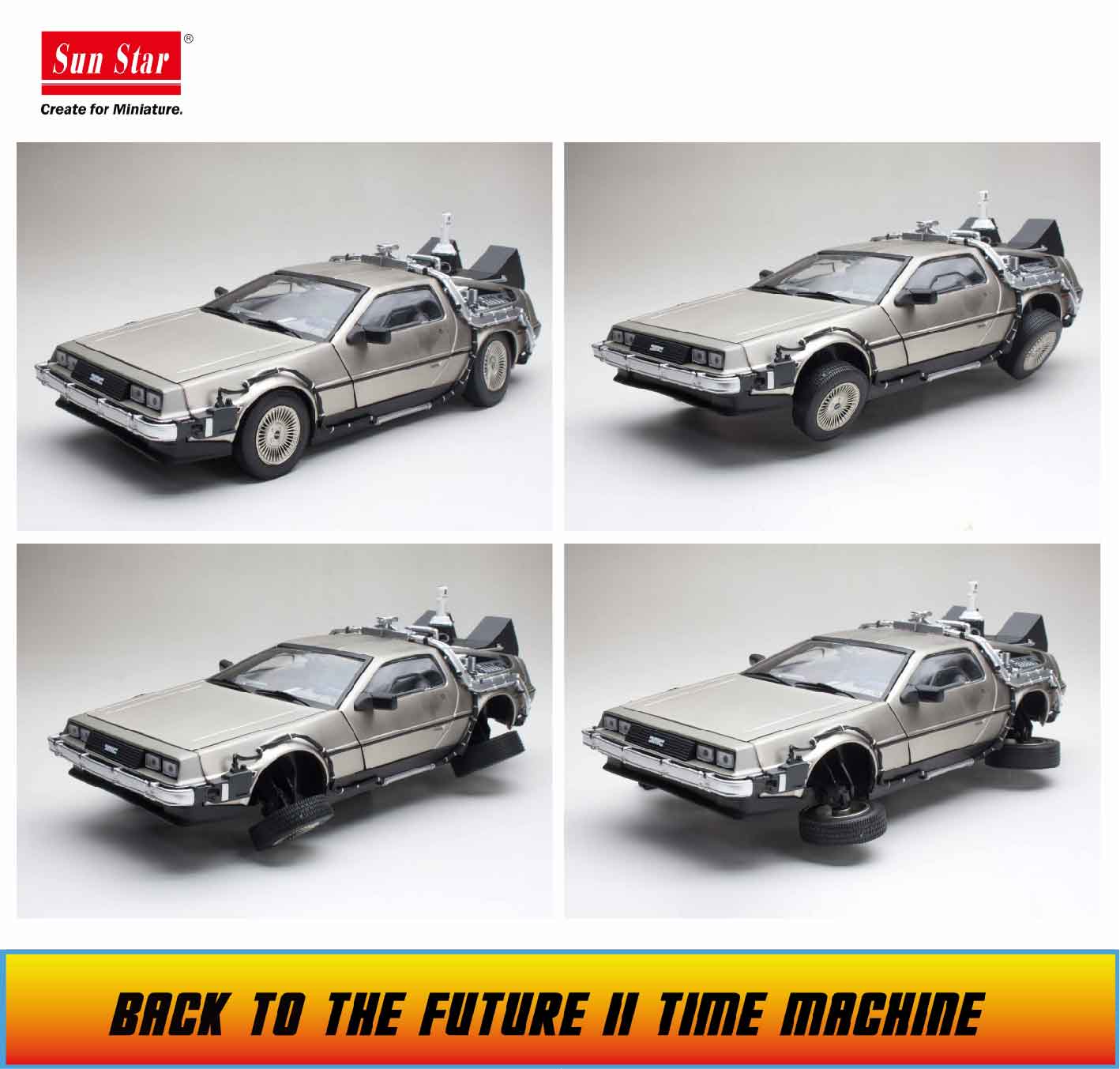 1:18 Back to the Future 2 -- Delorean Time Machine -- Sunstar