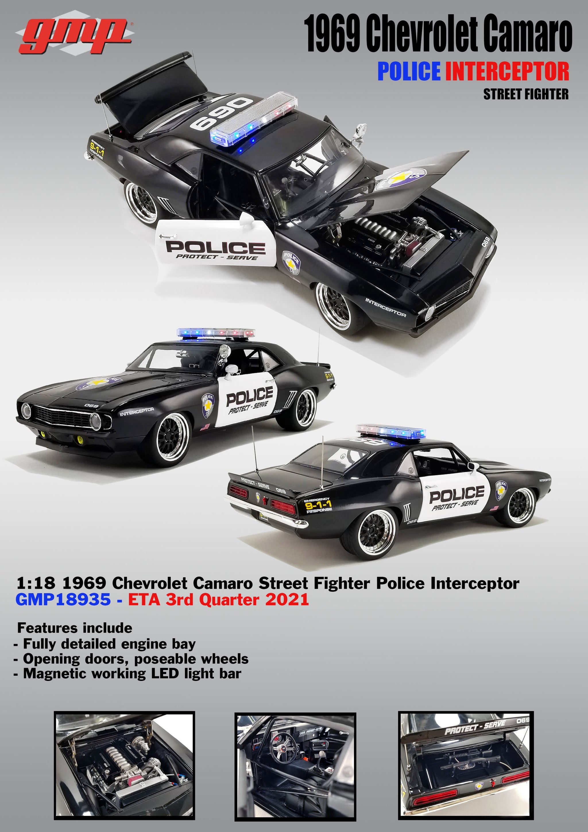 1969 Chevrolet Camaro on sale Street Fighter Police Interceptor 1/18