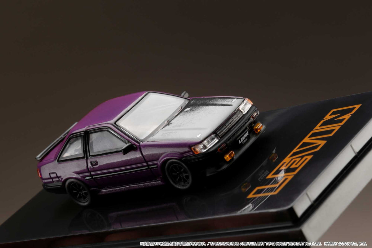 1:64 Toyota Corolla Levin AE86 -- Purple/Black w/Carbon Bonnet -- Hobb