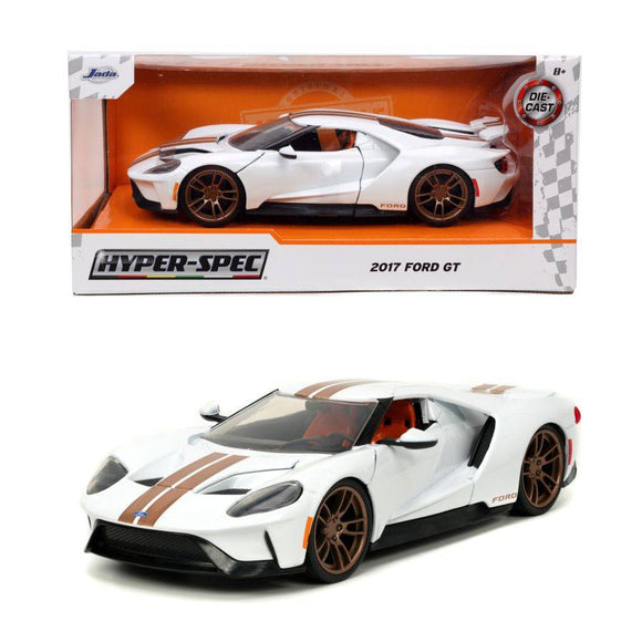 1:24 2017 Ford GT -- White w/Bronze Stripes -- JADA Bigtime Muscle