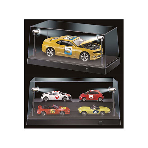 Collectible 4-Layer Display Showcase with USB Powered LED Lights Black for  1/18 1/24 1/32 1/43 1/64 Scale Models