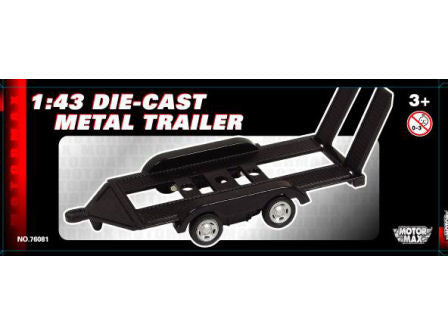 1:43 Metal Car Trailer -- Black -- MotorMax