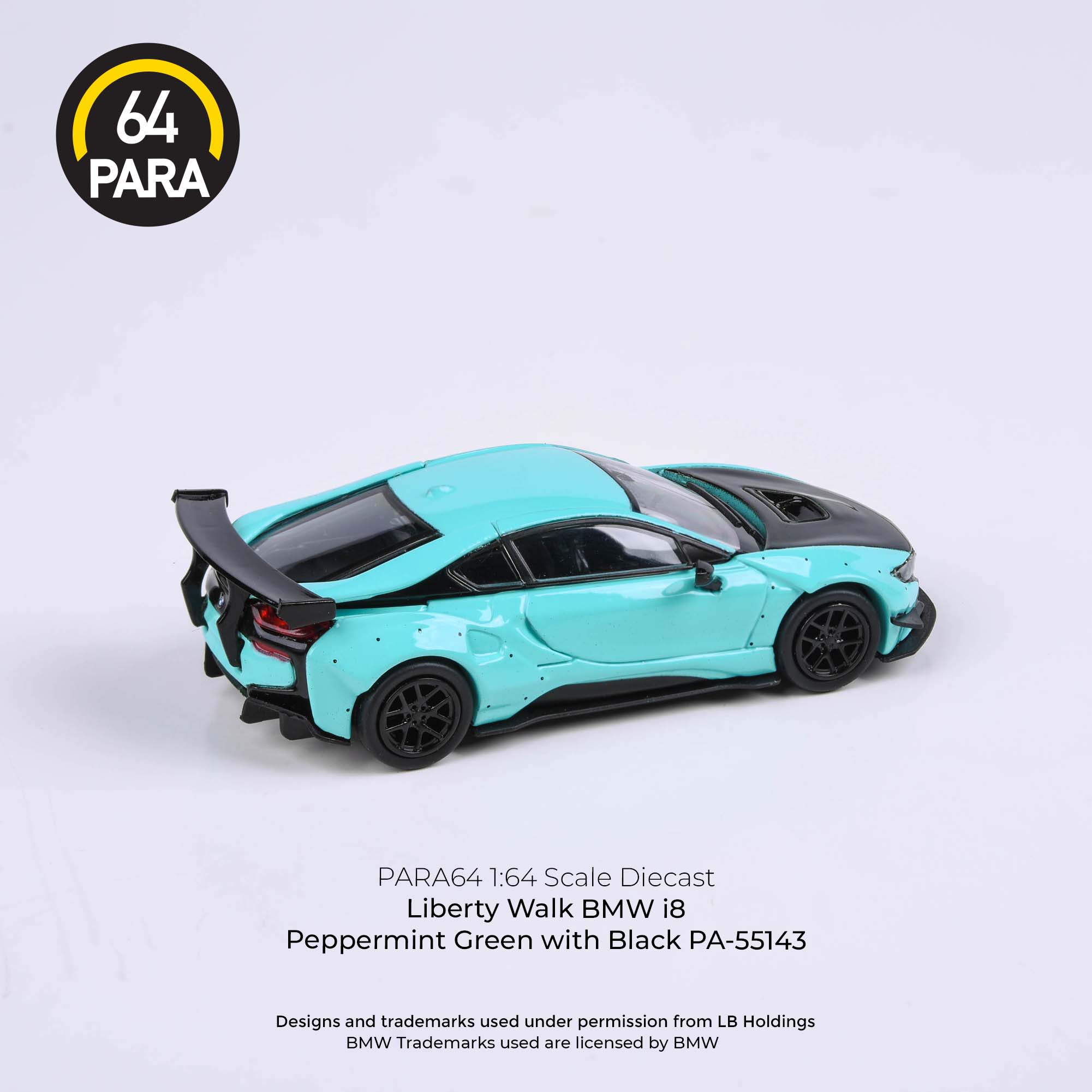 1:64 BMW i8 Liberty Walk -- Peppermint Green/Black -- PARA64