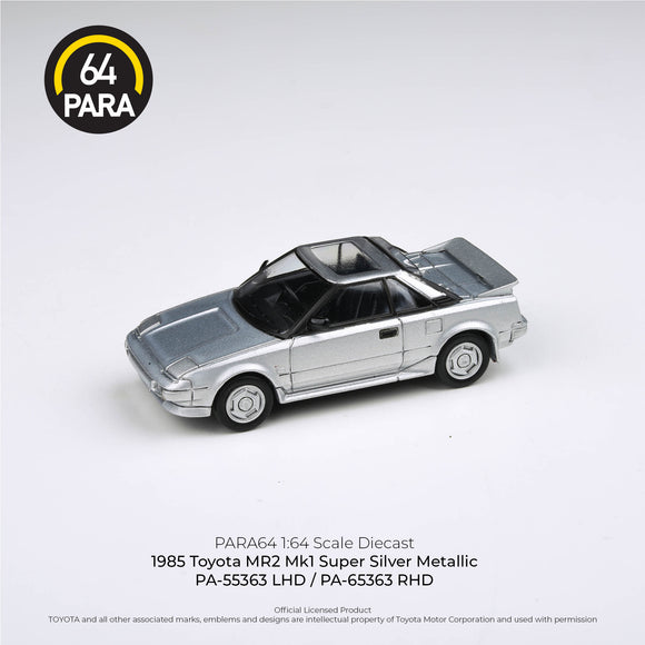 1:64 Toyota MR2 MK1 1985 (Closed Lights) -- Super Silver Metallic -- PARA64