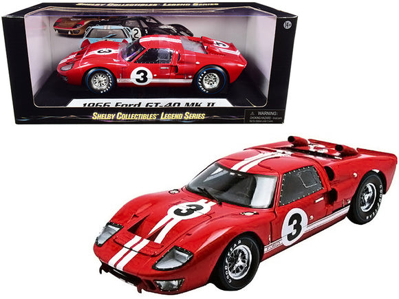 1:18 1966 Ford GT-40 Mk 2 -- Red/White #3 -- Shelby Collectibles