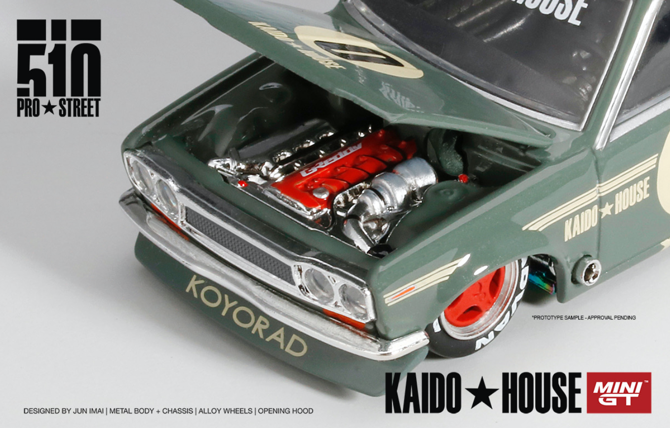 MINI GT KHMG006 Kaido House Datsun 510 Pro Street BRE #46 1/64 Ver.2 Bianco Opaco