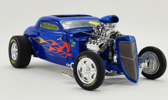 1:18 1934 Ford Blown Altered Coupe -- Blue w/Flames 
