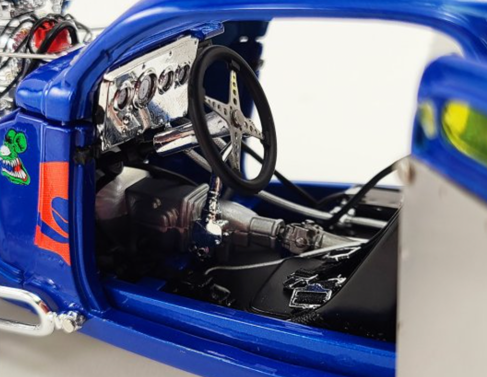 1:18 1934 Ford Blown Altered Coupe -- Blue w/Flames 