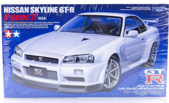 1:24 Nissan Skyline R34 GT-R V-Spec II -- PLASTIC KIT -- Tamiya 24258