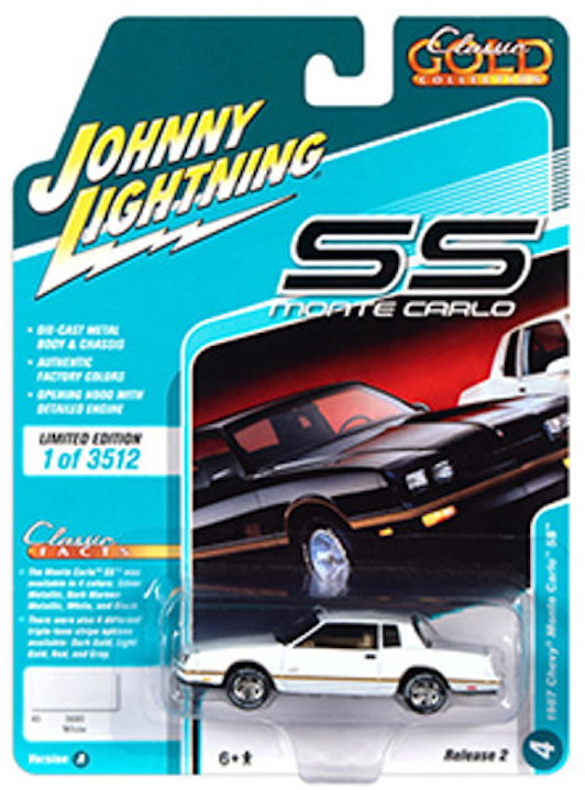 1:64 1987 Chevrolet Monte Carlo SS -- White -- Johnny Lightning