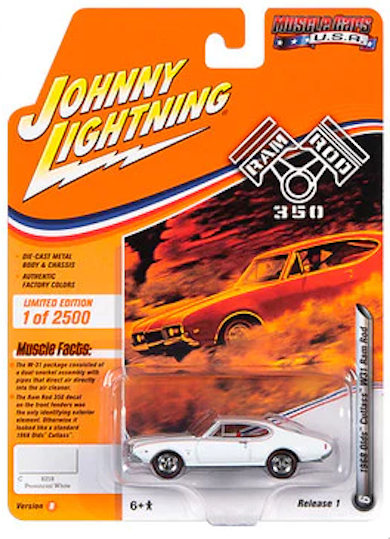 1:64 1968 Oldsmobile Cutlass W31 Ram Rod -- Provincial White -- Johnny Lightning