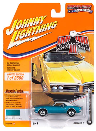 1:64 1968 Pontiac Firebird -- Meridian Turquoise Poly -- Johnny Lightning