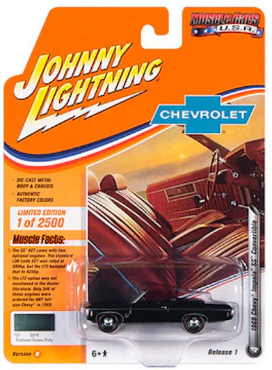 1:64 1969 Chevrolet Impala SS Convertible -- Fathom Green Poly -- Johnny Lightni