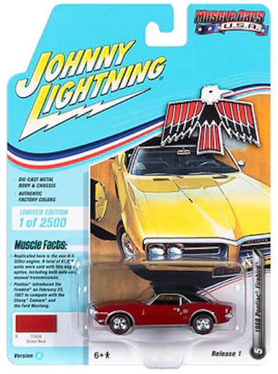 1:64 1968 Pontiac Firebird -- Solar Red -- Johnny Lightning