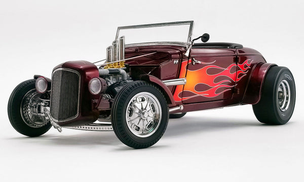 1:18 1934 Ford Roadster Hot Rod -- Brandywine Burgundy w/Flames -- ACM