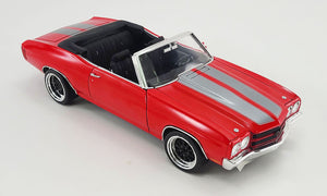 1:18 1970 Chevrolet Chevelle Convertible Restomod -- Red w/Grey Stripes -- ACME