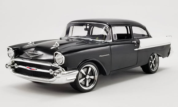 1:18 1957 Chevrolet 150 Restomod -- Hourglass Black/White -- ACME