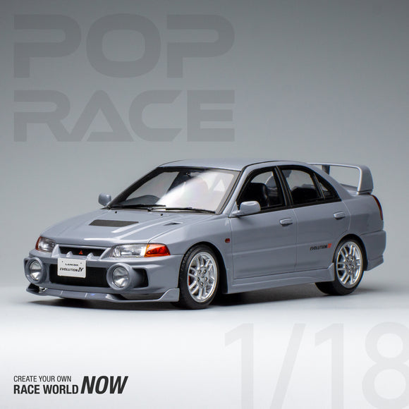 (Pre-Order) 1:18 Mitsubishi Evolution 4 -- Silver -- Pop Race