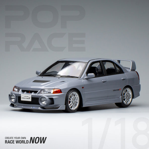 Pre-Order) 1:18 Mitsubishi Evolution 4 -- Silver -- Pop Race