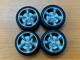 1:18 5-Spoke Cragar Style Wheel & Tyre Set -- Grey w/Polished Lip -- ACME