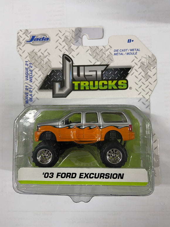 1:64 2003 Ford Excursion -- Orange/Silver -- JADA: Just Trucks