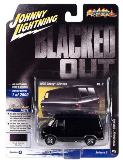1:64 1976 Chevrolet G20 Van -- Black Sparkle Metallic -- Johnny Lightning