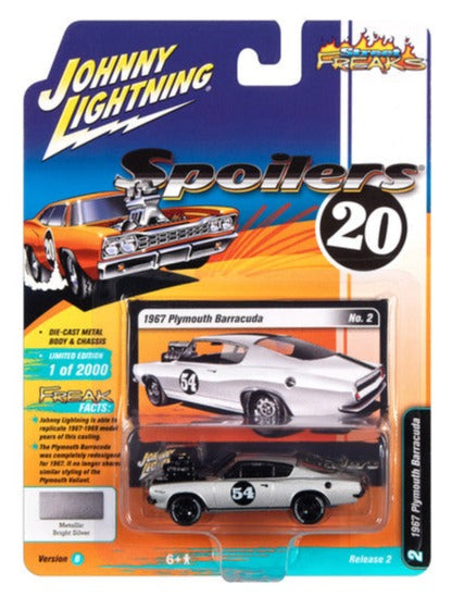 1:64 1967 Plymouth Barracuda -- Metallic Bright Silver -- Johnny Lightning