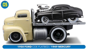 1:64 1950 Ford COE Flatbed & 1949 Mercury -- Muscle Machines Transports